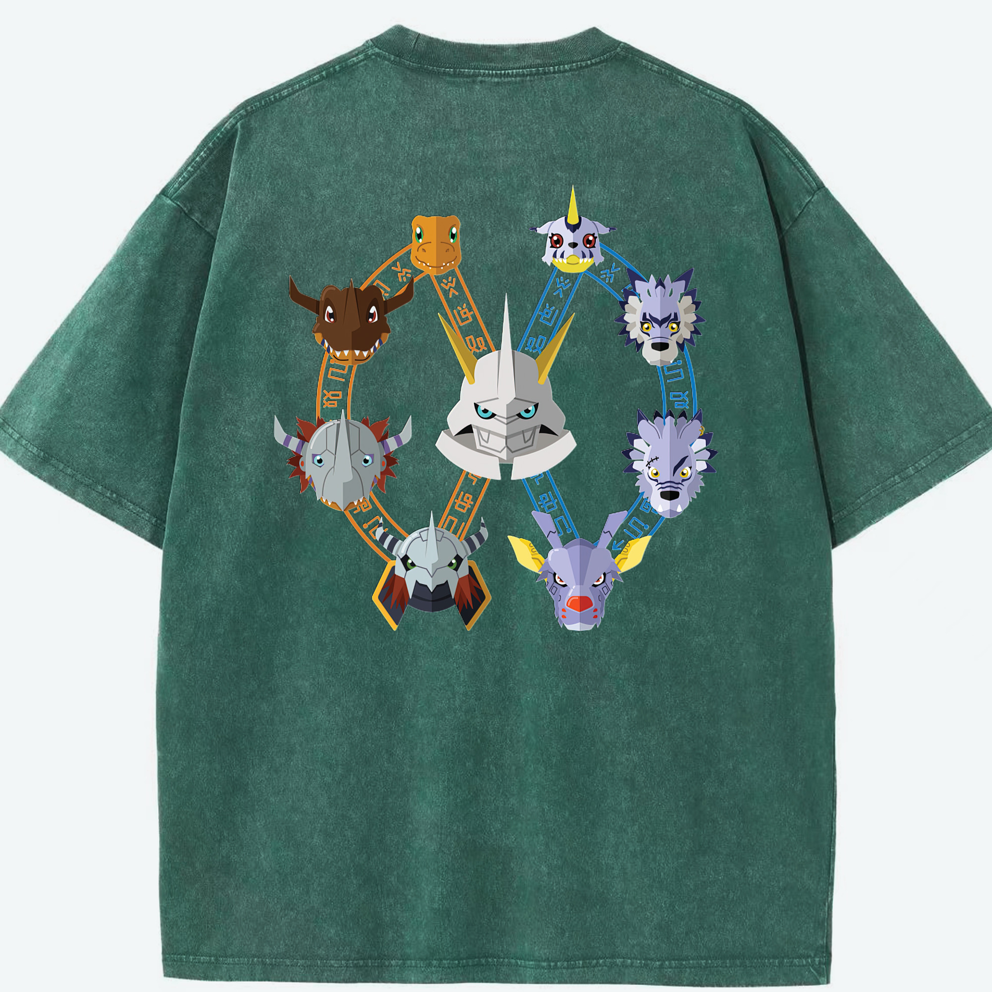 （画像用） Digimon デジタルモンスター/デジモン 綿100% ヴィンテージ風 半袖Tシャツ（背面プリント）